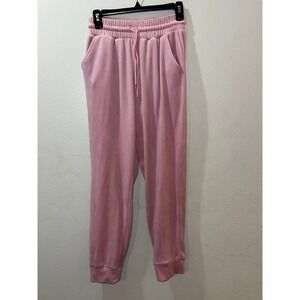 Refuge Athletics Pink Velour Joggers Sweatpants Size S Drawstring Pockets
